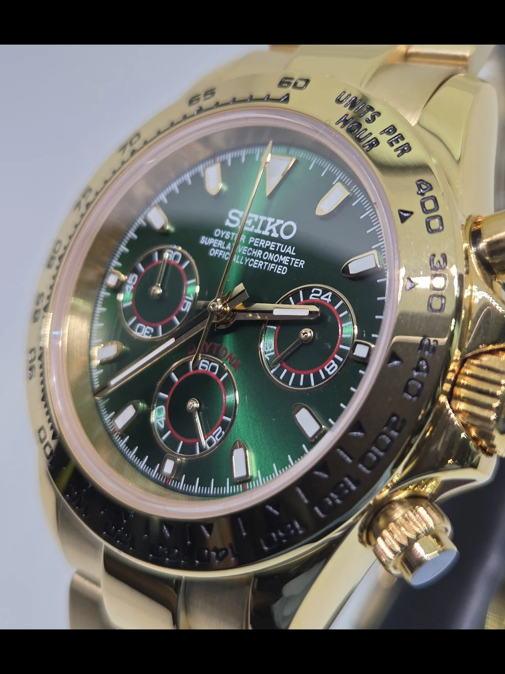 Custom 39mm Seiko Mod VK63 Watch John Mayor Gold Daytona